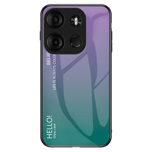 Uniqkart for Tecno Spark Go 2023 4G Gradient Back Case PC+TPU+Tempered Glass Phone Cover - Gradient Purple