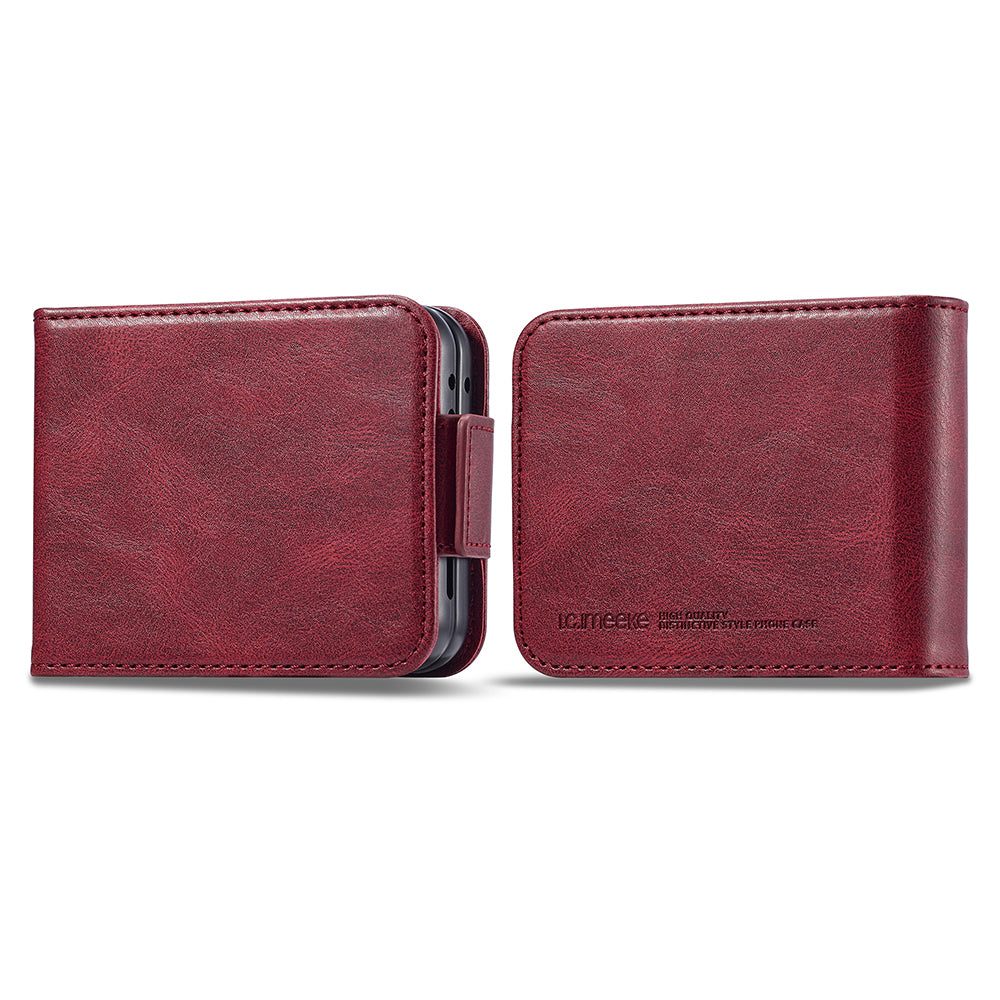 Uniqkart For Samsung Galaxy Z Flip5 5G PU Leather Phone Cover RFID Blocking Card Slot Case - Red