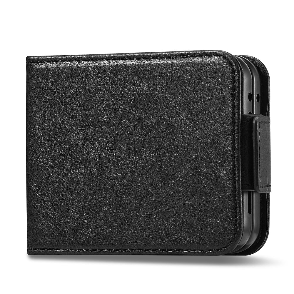 Uniqkart For Samsung Galaxy Z Flip5 5G PU Leather Phone Cover RFID Blocking Card Slot Case - Black