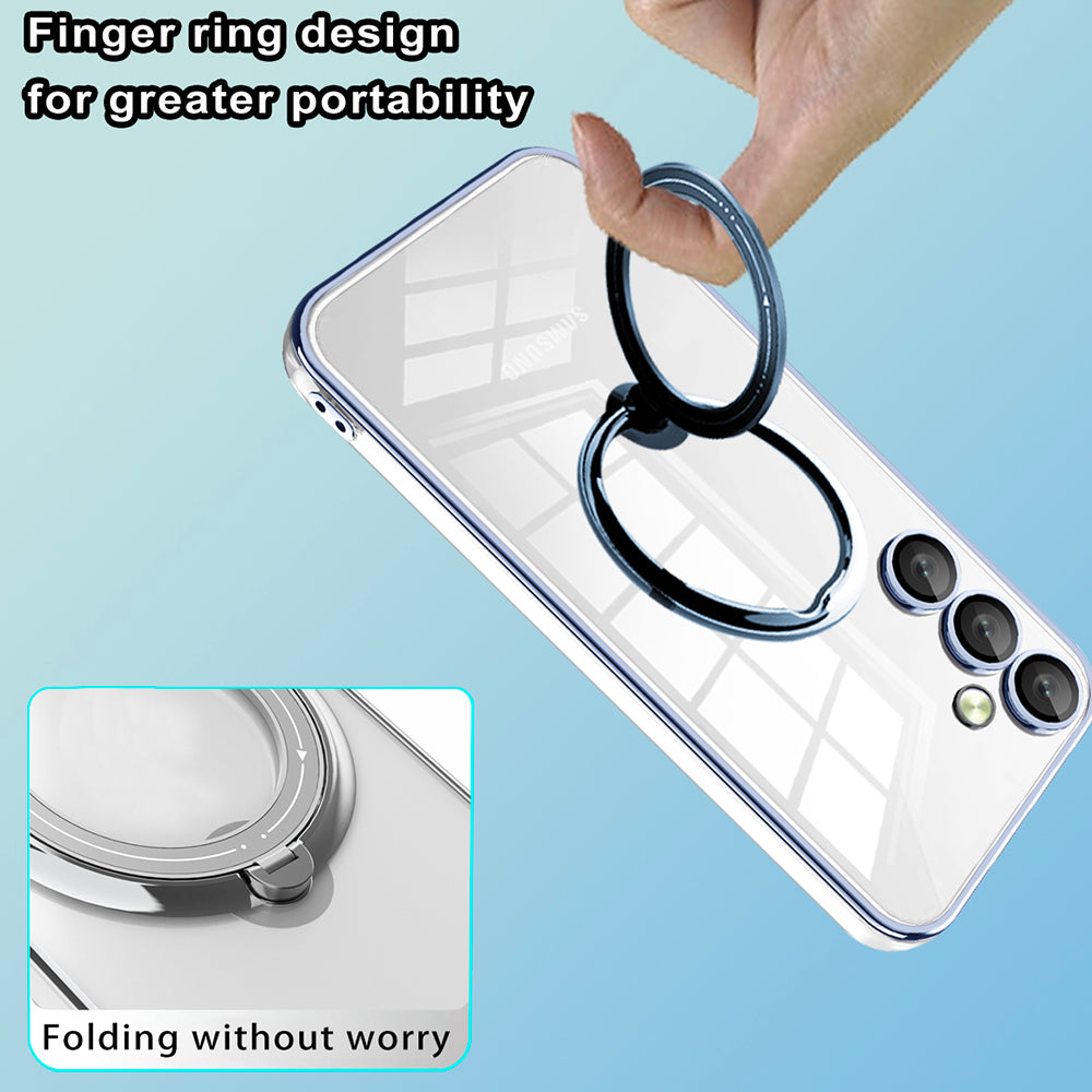 Phone Case for Samsung Galaxy A54 5G PC+TPU Rotation Kickstand Cover Compatible with MagSafe - Blue
