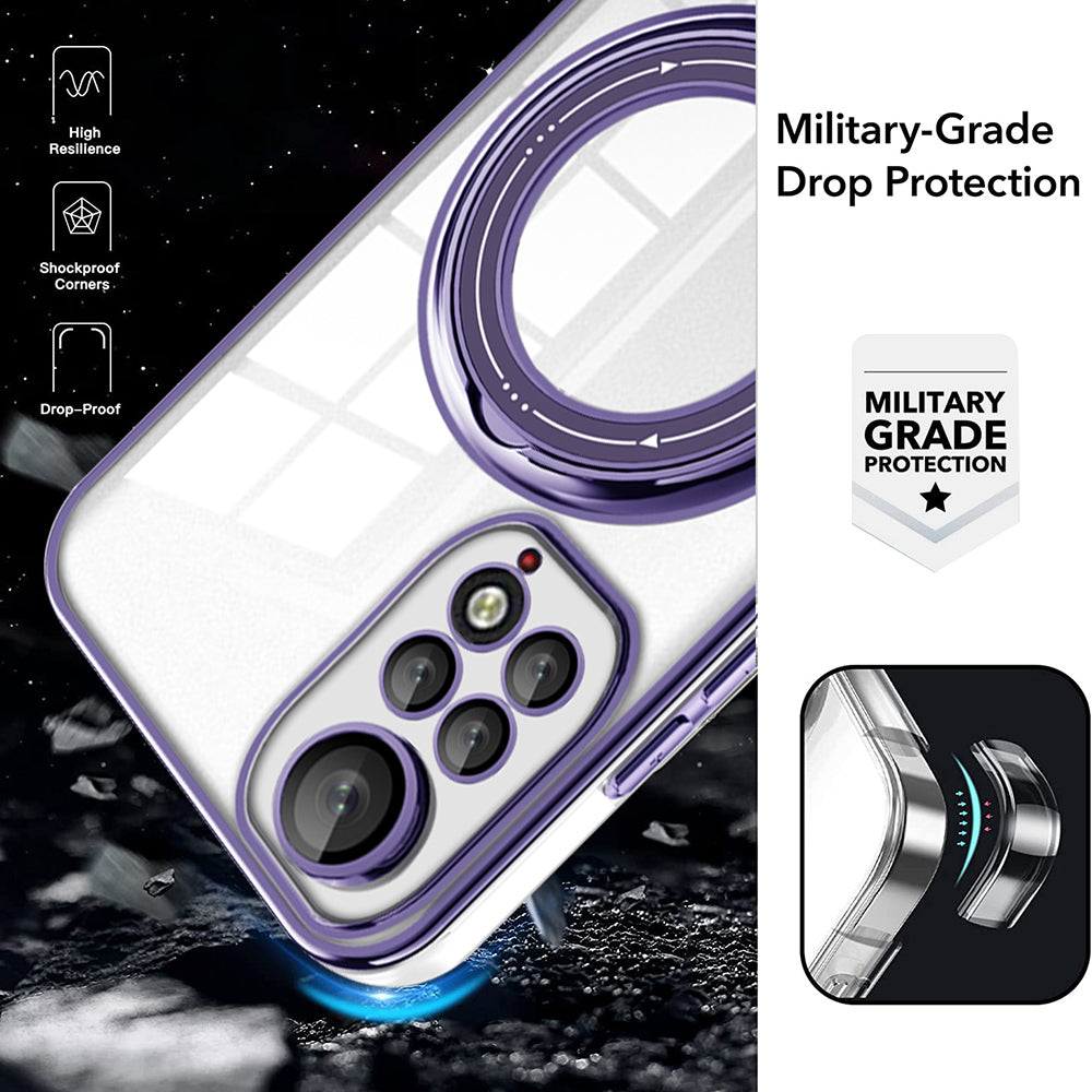 Uniqkart for Xiaomi Redmi Note 11 4G (Qualcomm) / Note 11S 4G PC+TPU Cover Ring Kickstand Phone Case Compatible with MagSafe - Purple
