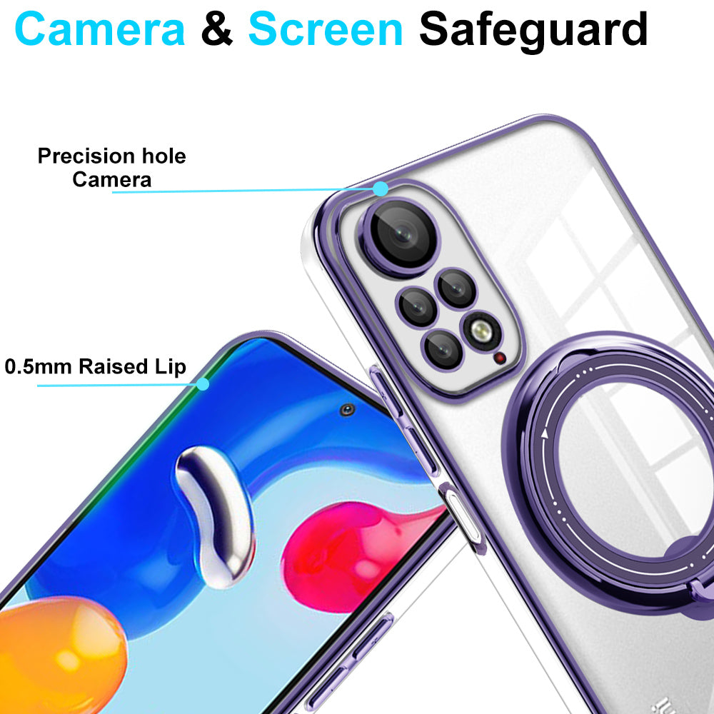 Uniqkart for Xiaomi Redmi Note 11 4G (Qualcomm) / Note 11S 4G PC+TPU Cover Ring Kickstand Phone Case Compatible with MagSafe - Silver