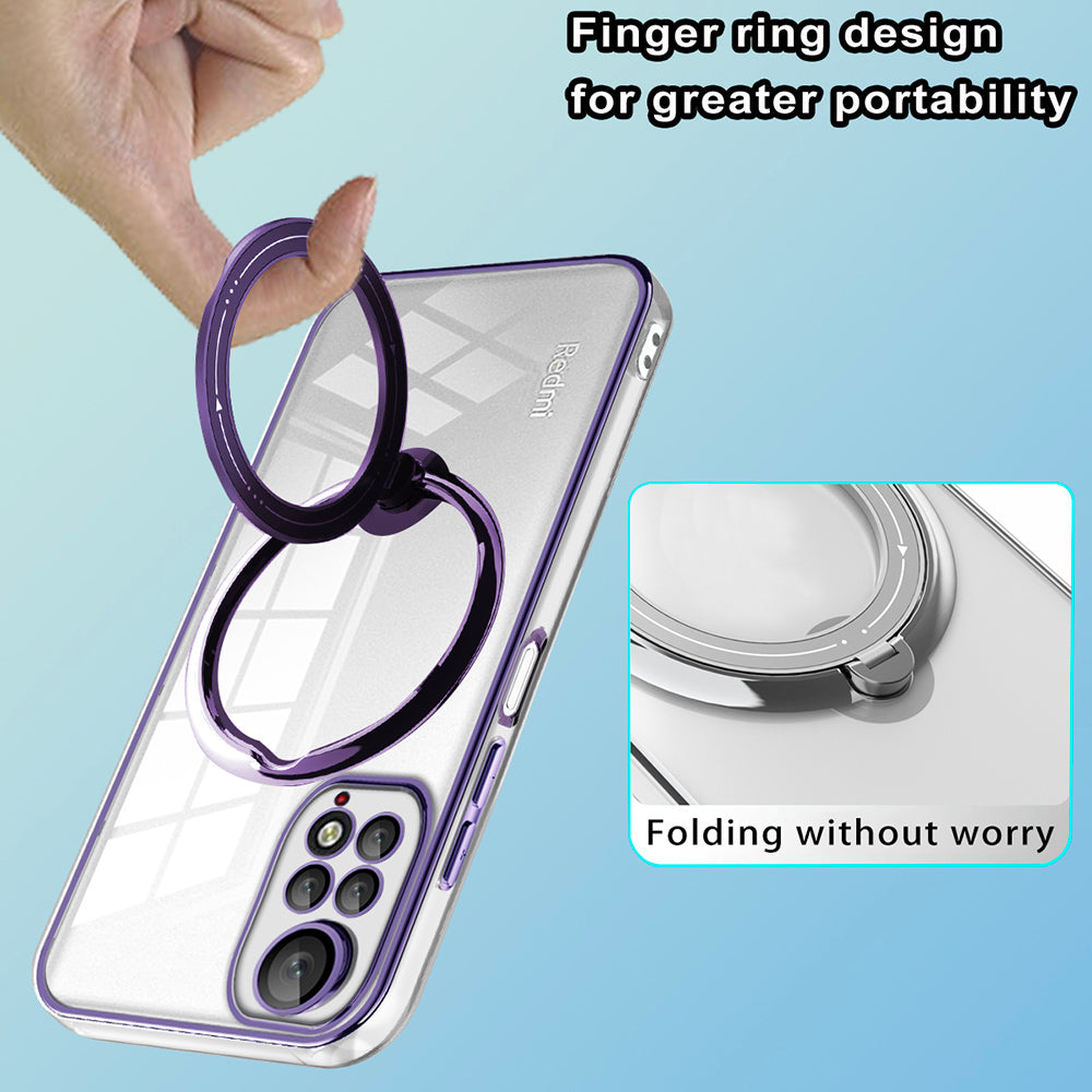 Uniqkart for Xiaomi Redmi Note 11 4G (Qualcomm) / Note 11S 4G PC+TPU Cover Ring Kickstand Phone Case Compatible with MagSafe - Silver