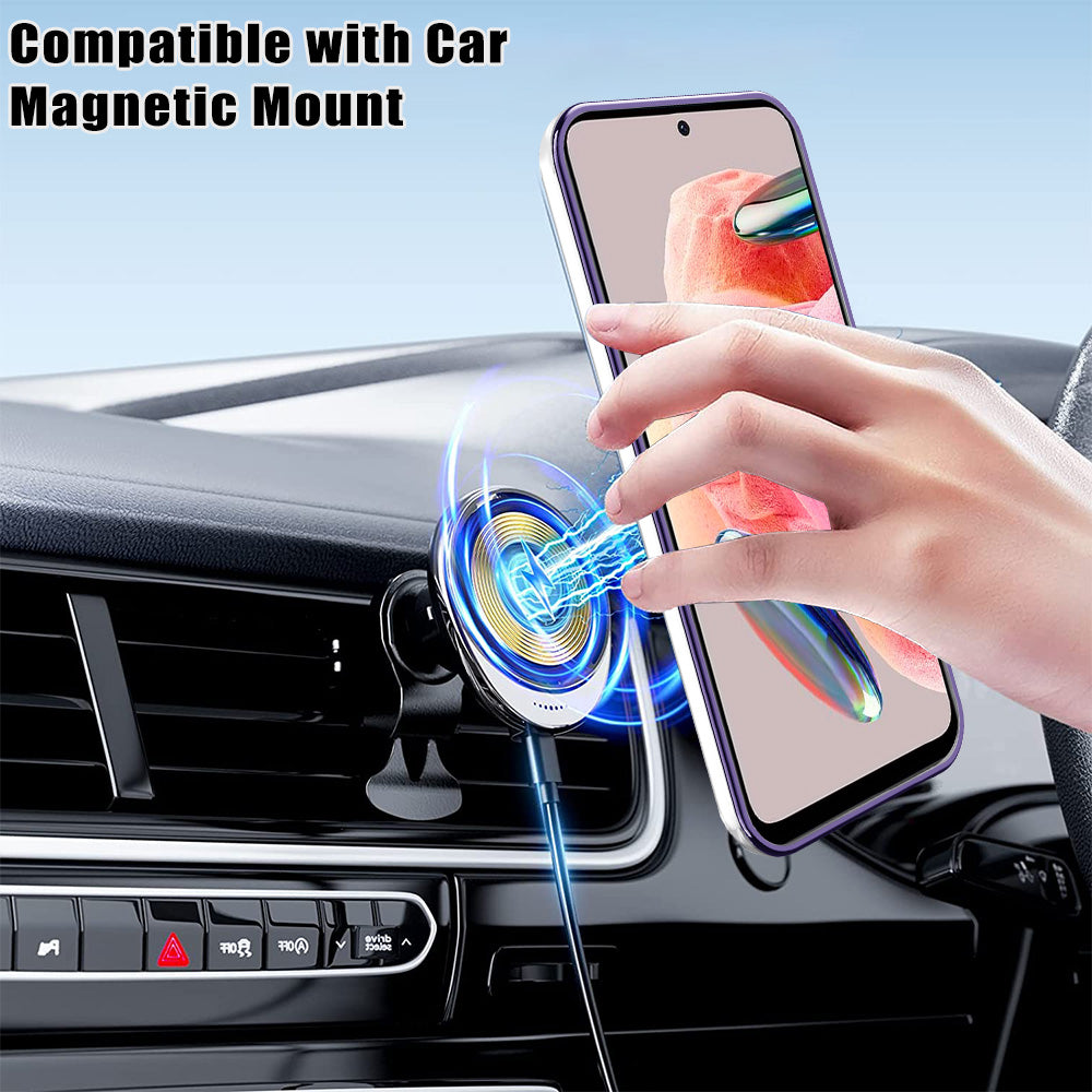Uniqkart for Xiaomi Redmi Note 12 4G Anti-drop Phone Case PC+TPU Ring Kickstand Cover Compatible with MagSafe - Silver