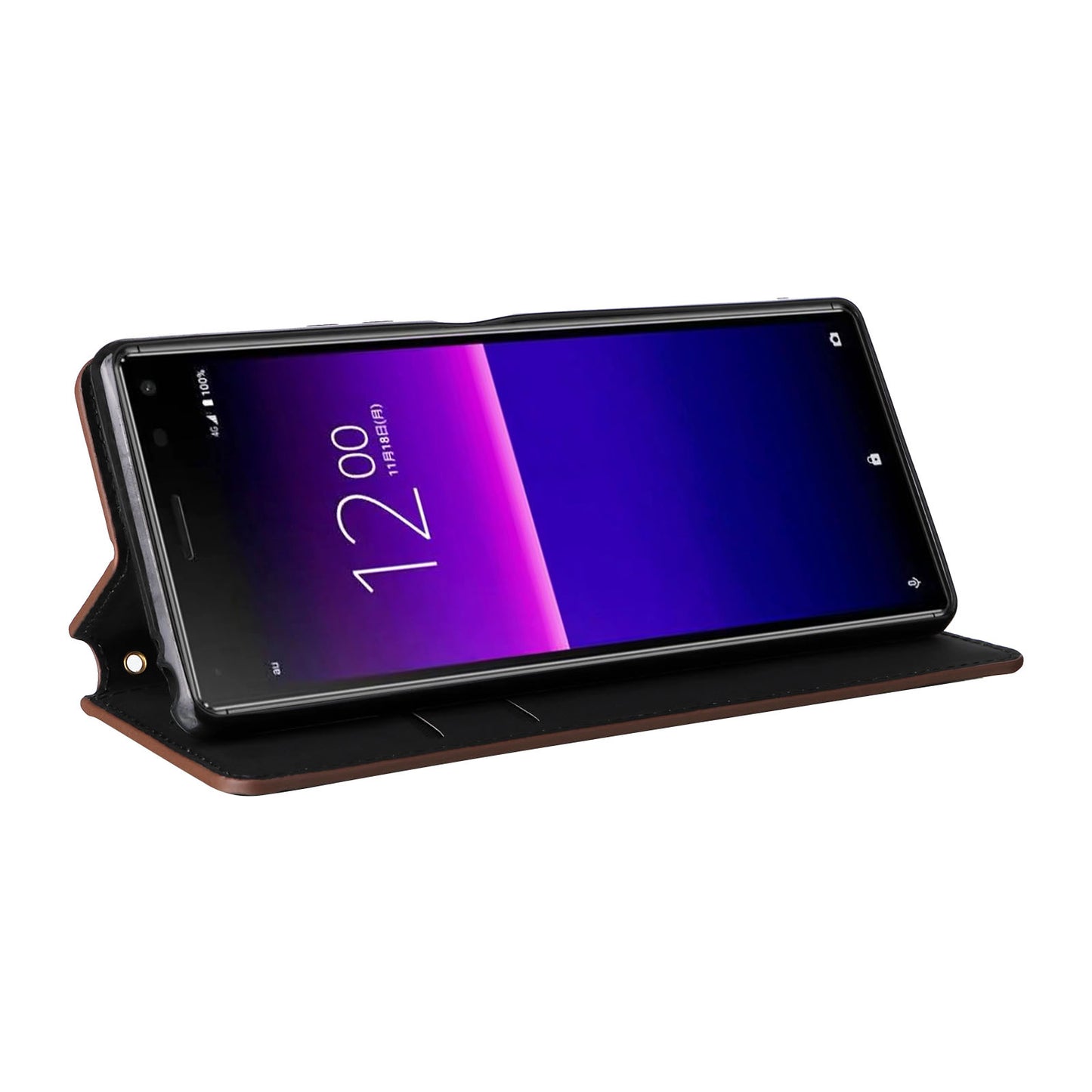 Rhombus Imprinted Cover for Sony Xperia 8 Flip Stand PU Leather Wallet Phone Case - Brown
