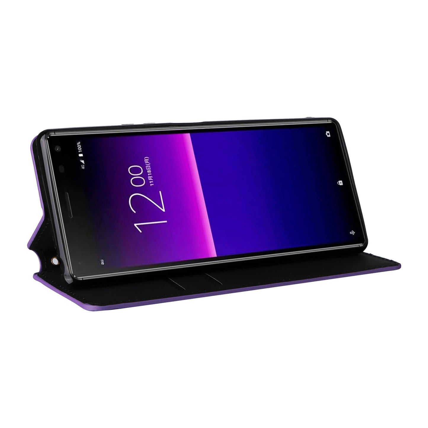 Rhombus Imprinted Cover for Sony Xperia 8 Flip Stand PU Leather Wallet Phone Case - Purple