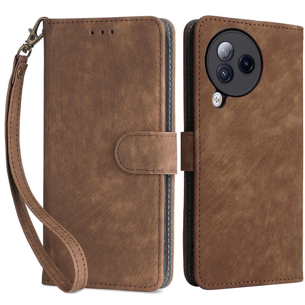 Uniqkart for Xiaomi Civi 3 5G RFID Blocking Phone Cover Shockproof Leather Wallet Stand Case - Brown
