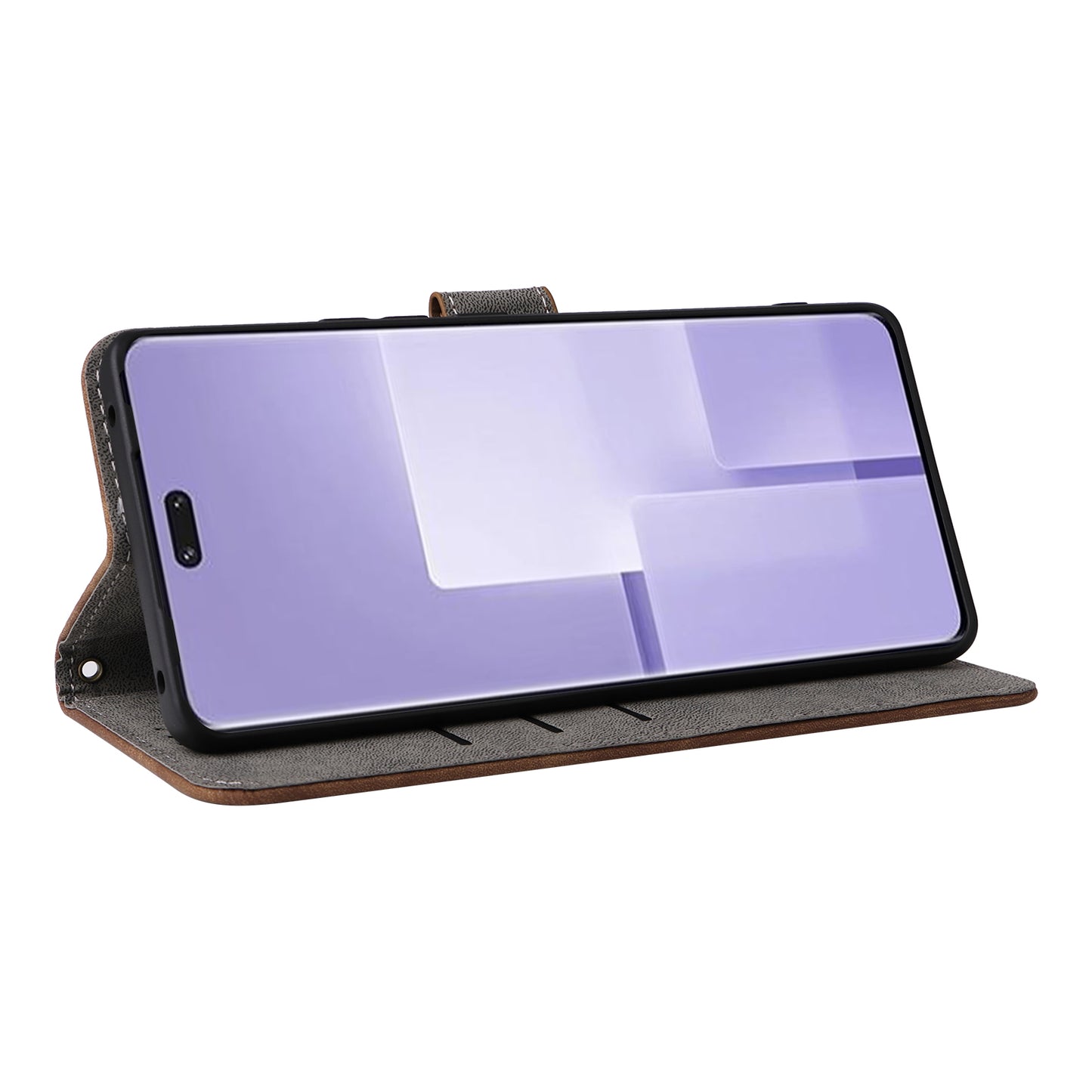 Uniqkart for Xiaomi Civi 3 5G RFID Blocking Phone Cover Shockproof Leather Wallet Stand Case - Brown