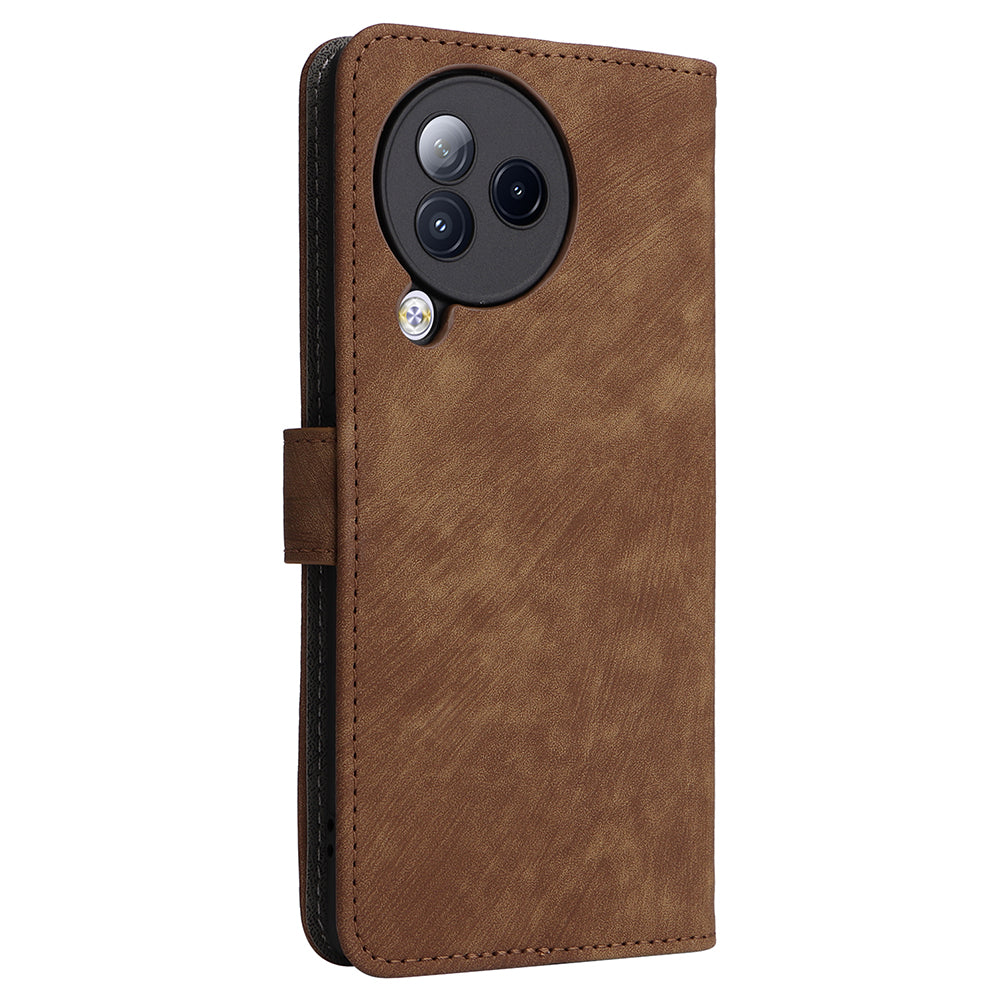 Uniqkart for Xiaomi Civi 3 5G RFID Blocking Phone Cover Shockproof Leather Wallet Stand Case - Brown