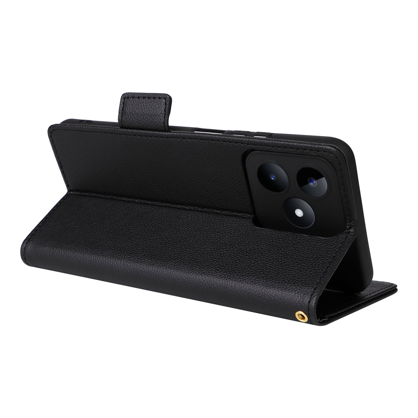 Uniqkart for Realme C53 / Narzo N53 4G PU Leather Wallet Stand Case Litchi Texture Phone Cover - Black