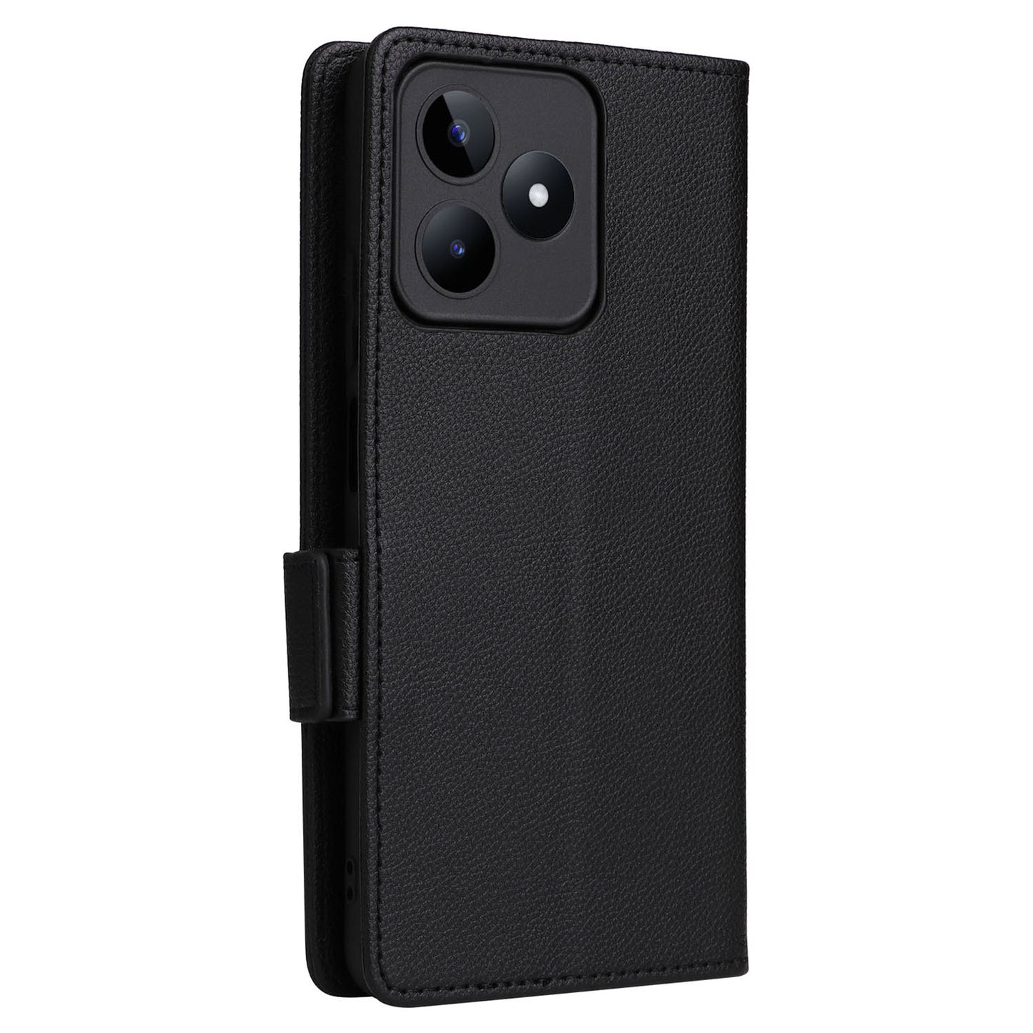 Uniqkart for Realme C53 / Narzo N53 4G PU Leather Wallet Stand Case Litchi Texture Phone Cover - Black