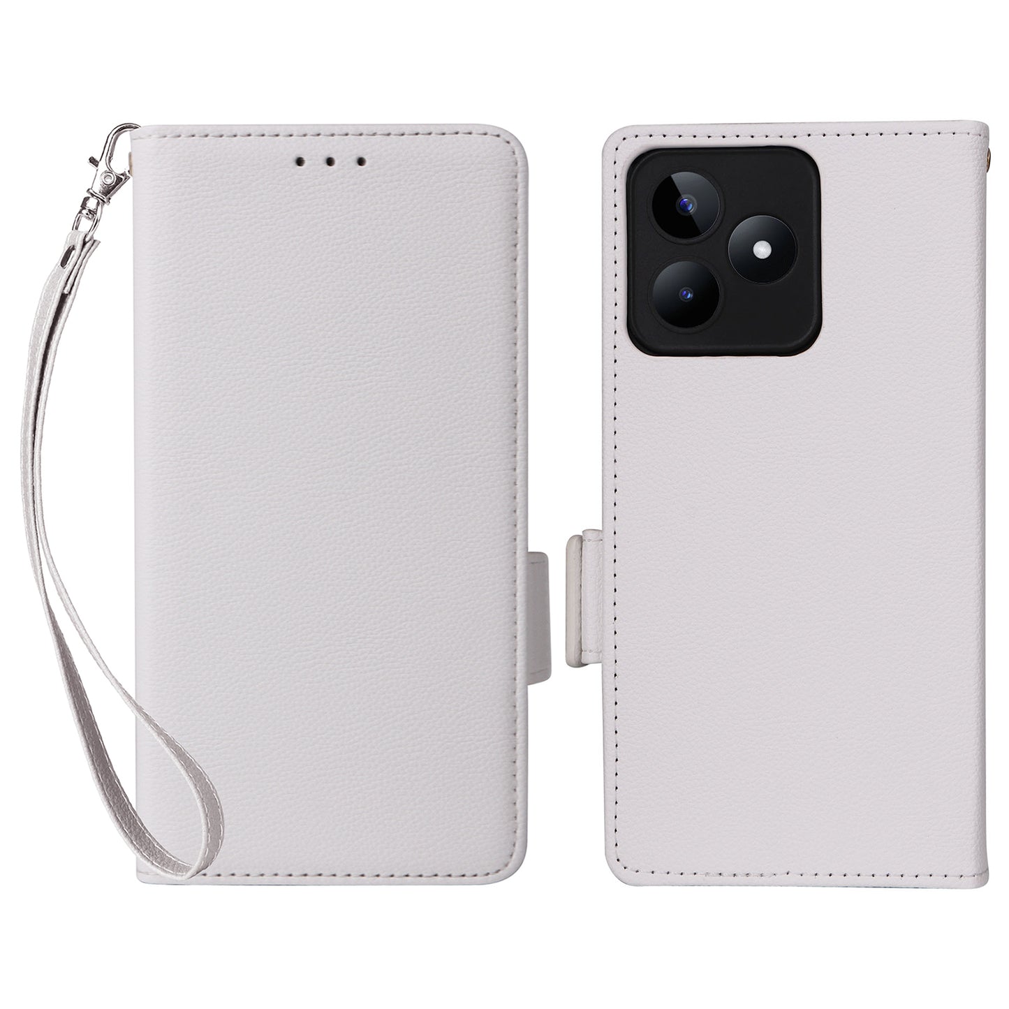Uniqkart for Realme C53 / Narzo N53 4G PU Leather Wallet Stand Case Litchi Texture Phone Cover - White