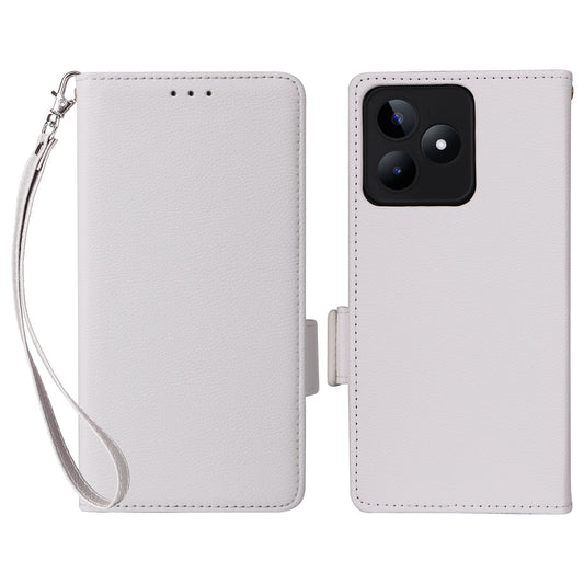 Uniqkart for Realme C53 / Narzo N53 4G PU Leather Wallet Stand Case Litchi Texture Phone Cover - White