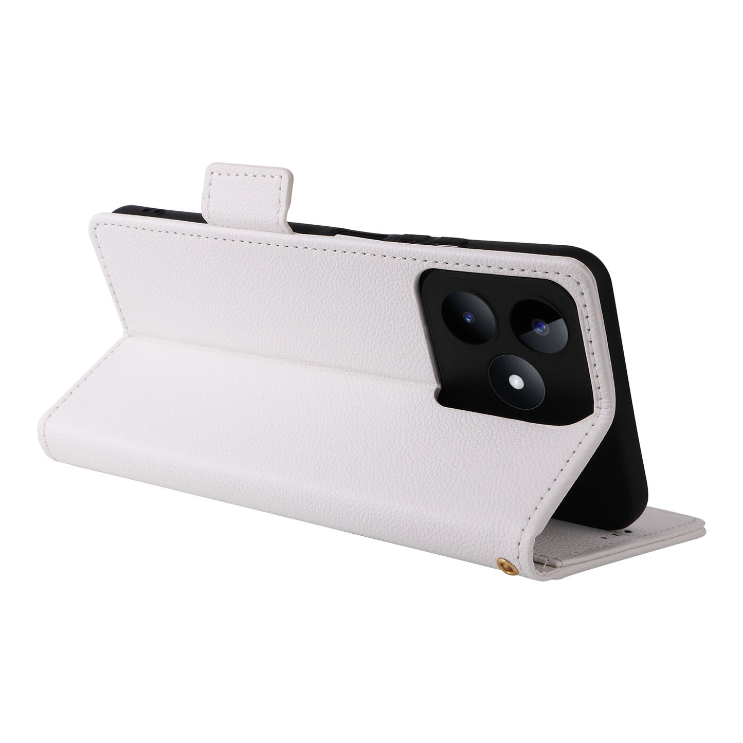 Uniqkart for Realme C53 / Narzo N53 4G PU Leather Wallet Stand Case Litchi Texture Phone Cover - White