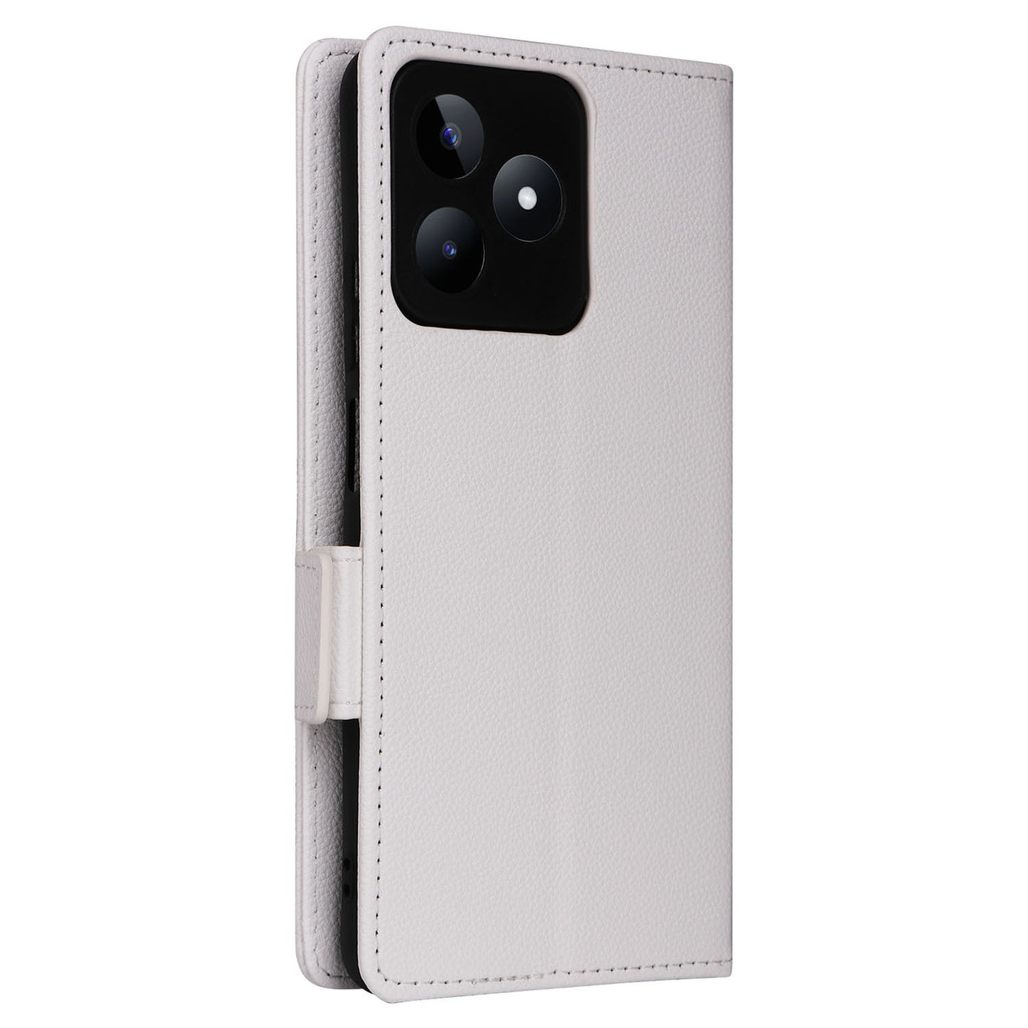 Uniqkart for Realme C53 / Narzo N53 4G PU Leather Wallet Stand Case Litchi Texture Phone Cover - White