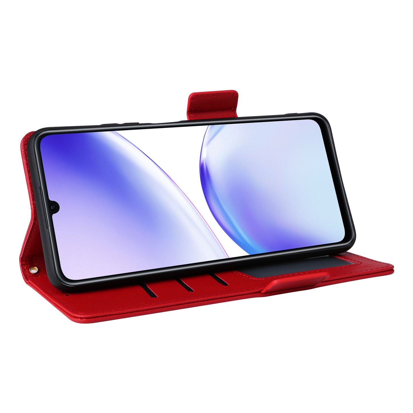 Uniqkart for Realme C53 / Narzo N53 4G PU Leather Wallet Stand Case Litchi Texture Phone Cover - Red