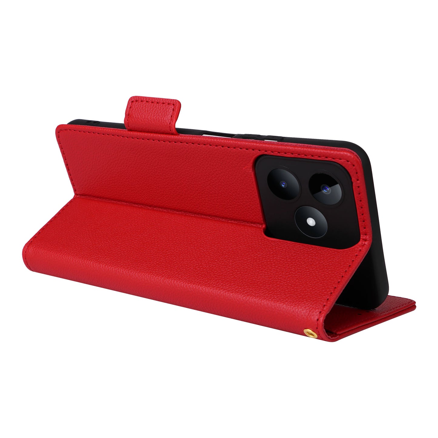 Uniqkart for Realme C53 / Narzo N53 4G PU Leather Wallet Stand Case Litchi Texture Phone Cover - Red