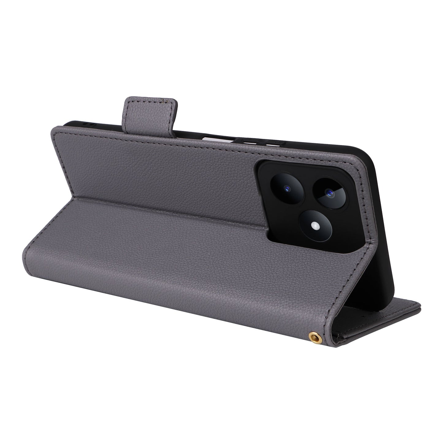 Uniqkart for Realme C53 / Narzo N53 4G PU Leather Wallet Stand Case Litchi Texture Phone Cover - Grey