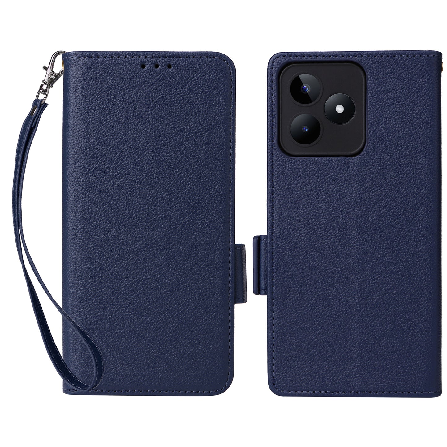 Uniqkart for Realme C53 / Narzo N53 4G PU Leather Wallet Stand Case Litchi Texture Phone Cover - Dark Blue