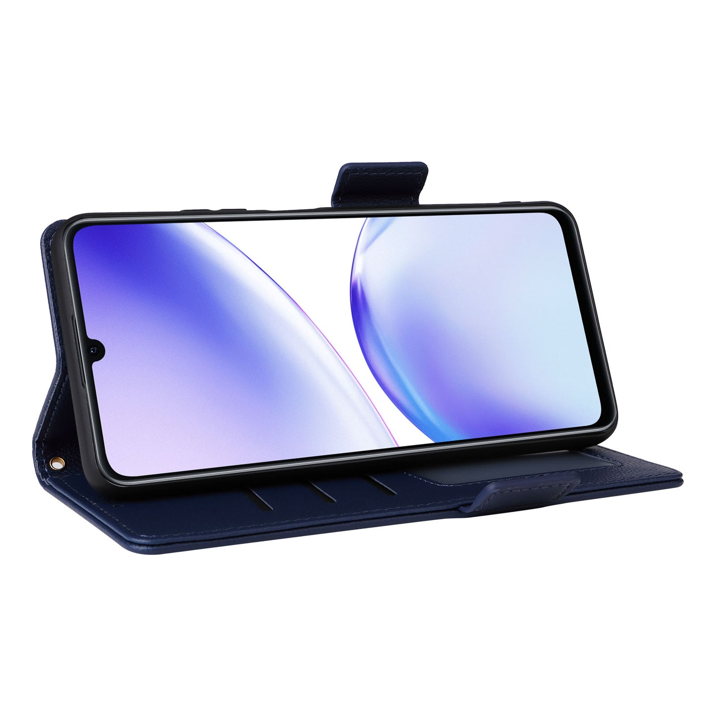 Uniqkart for Realme C53 / Narzo N53 4G PU Leather Wallet Stand Case Litchi Texture Phone Cover - Dark Blue