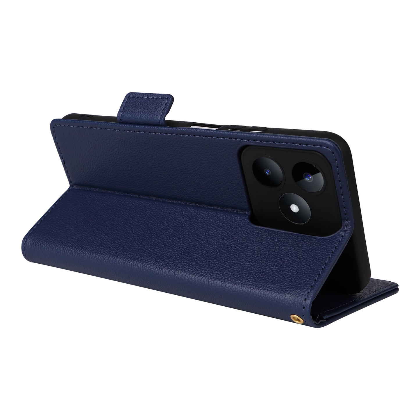 Uniqkart for Realme C53 / Narzo N53 4G PU Leather Wallet Stand Case Litchi Texture Phone Cover - Dark Blue