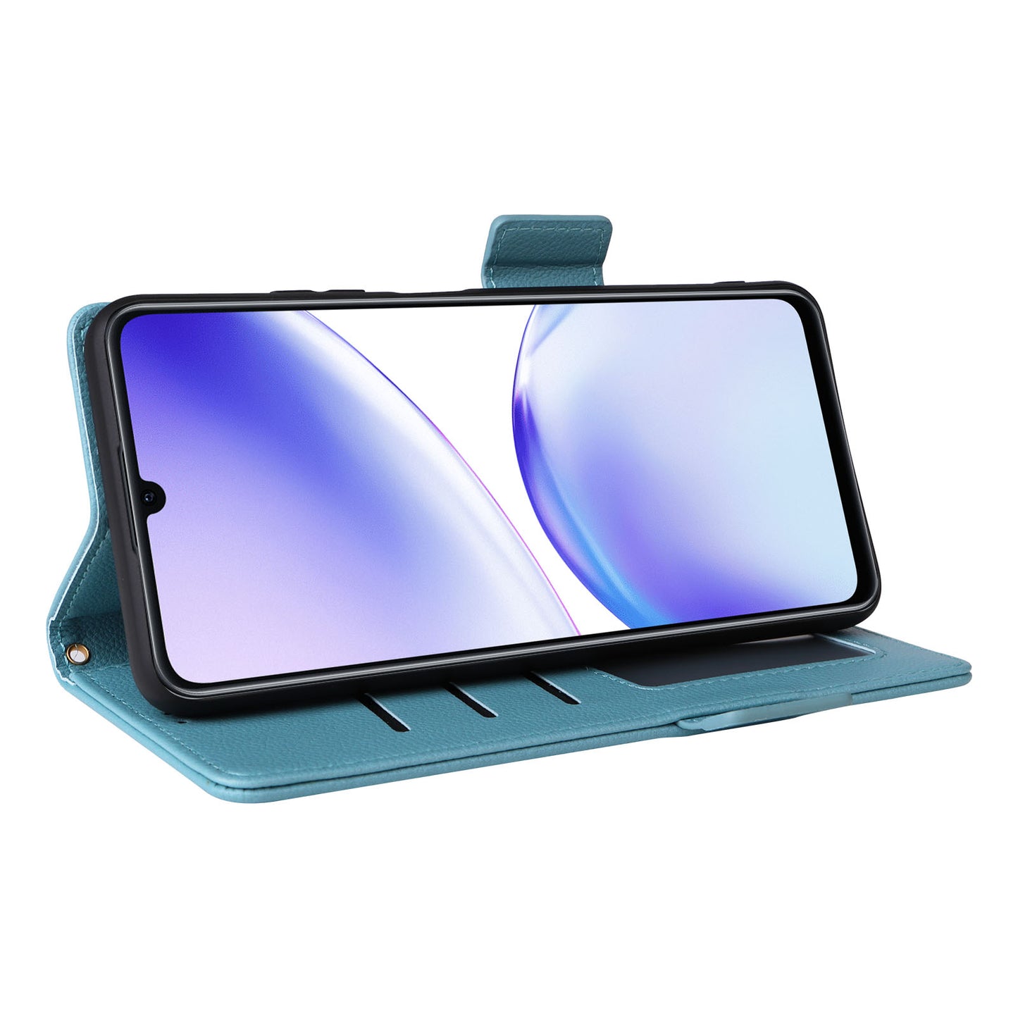 Uniqkart for Realme C53 / Narzo N53 4G PU Leather Wallet Stand Case Litchi Texture Phone Cover - Baby Blue