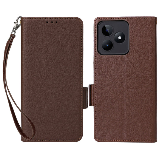 Uniqkart for Realme C53 / Narzo N53 4G PU Leather Wallet Stand Case Litchi Texture Phone Cover - Brown