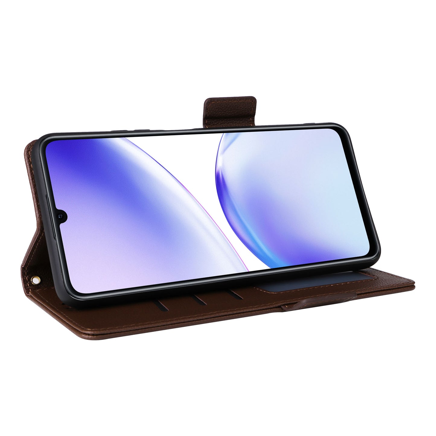 Uniqkart for Realme C53 / Narzo N53 4G PU Leather Wallet Stand Case Litchi Texture Phone Cover - Brown