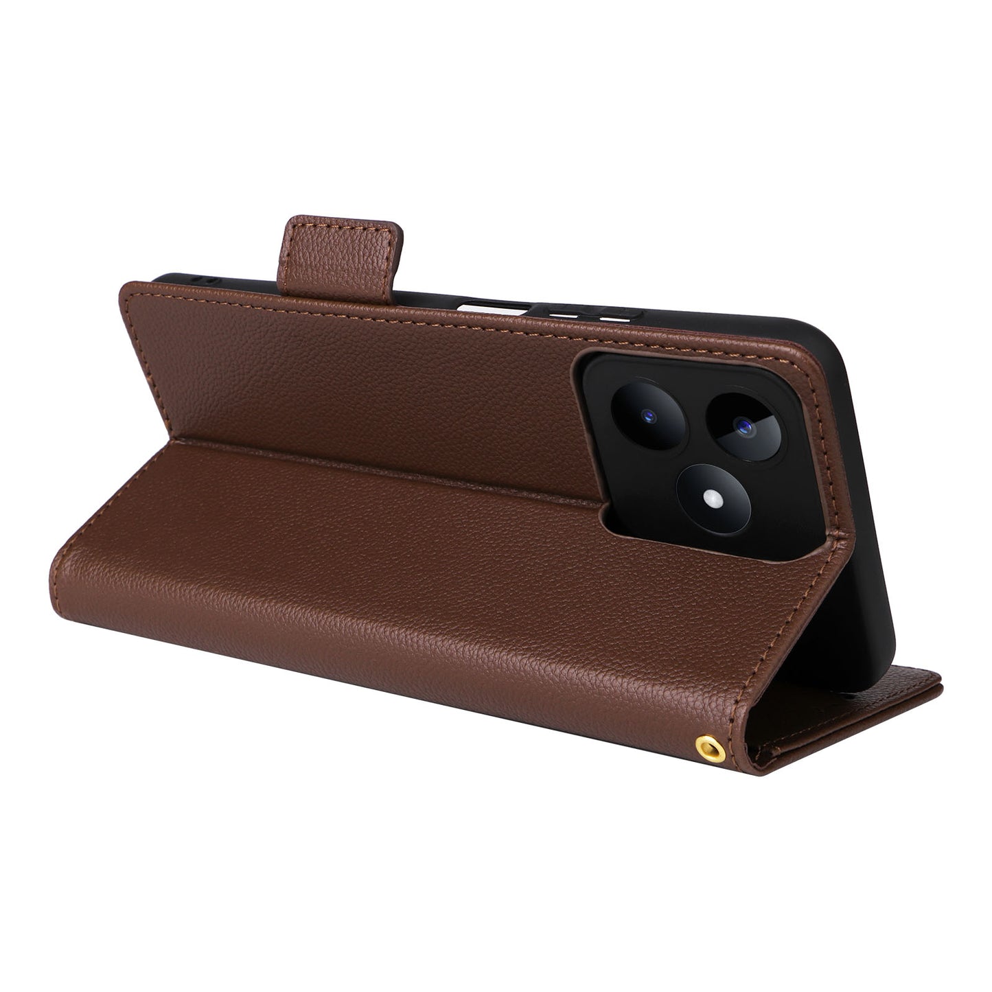 Uniqkart for Realme C53 / Narzo N53 4G PU Leather Wallet Stand Case Litchi Texture Phone Cover - Brown