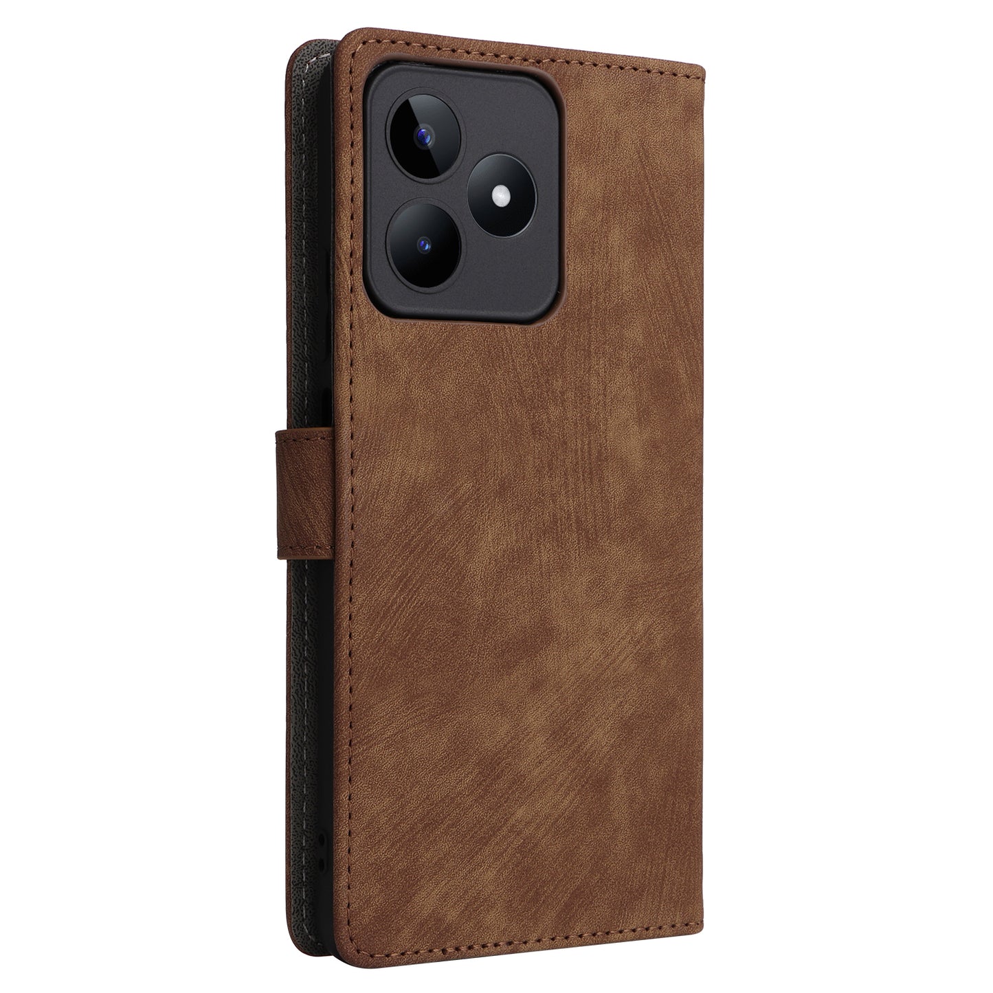 Uniqkart for Realme C53 4G / Narzo N53 4G RFID Blocking Wallet Phone Cover Anti-drop Leather Stand Case - Brown