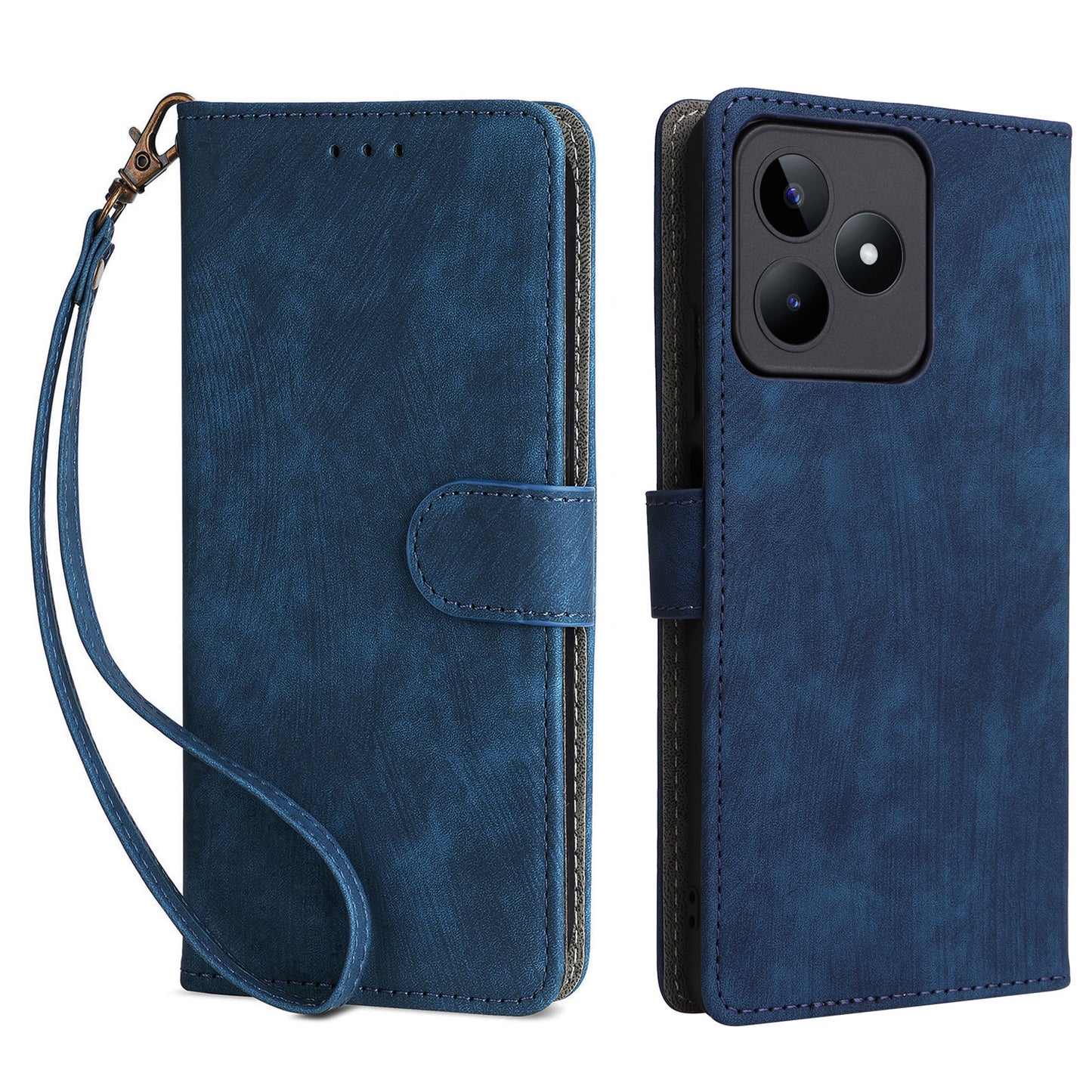 Uniqkart for Realme C53 4G / Narzo N53 4G RFID Blocking Wallet Phone Cover Anti-drop Leather Stand Case - Blue