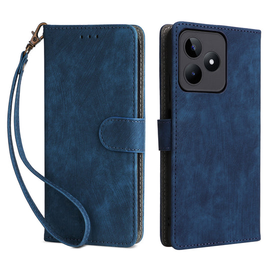Uniqkart for Realme C53 4G / Narzo N53 4G RFID Blocking Wallet Phone Cover Anti-drop Leather Stand Case - Blue