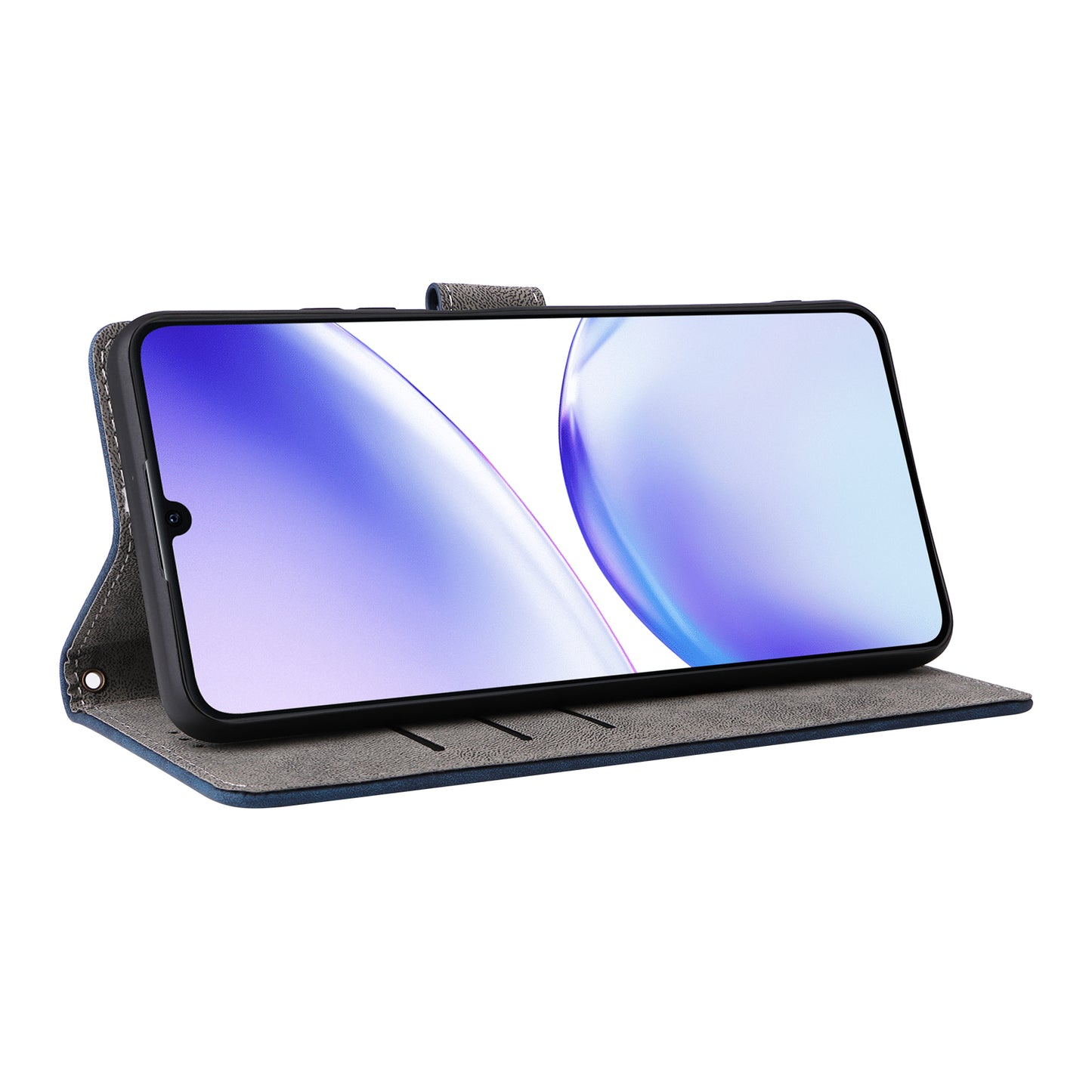 Uniqkart for Realme C53 4G / Narzo N53 4G RFID Blocking Wallet Phone Cover Anti-drop Leather Stand Case - Blue