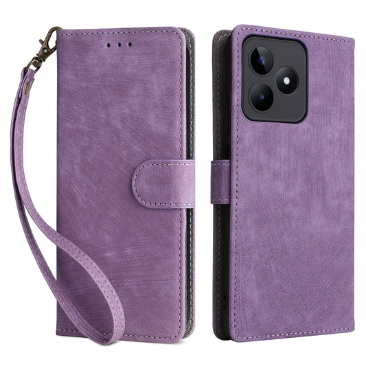 Uniqkart for Realme C53 4G / Narzo N53 4G RFID Blocking Wallet Phone Cover Anti-drop Leather Stand Case - Purple