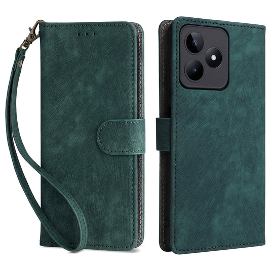 Uniqkart for Realme C53 4G / Narzo N53 4G RFID Blocking Wallet Phone Cover Anti-drop Leather Stand Case - Green