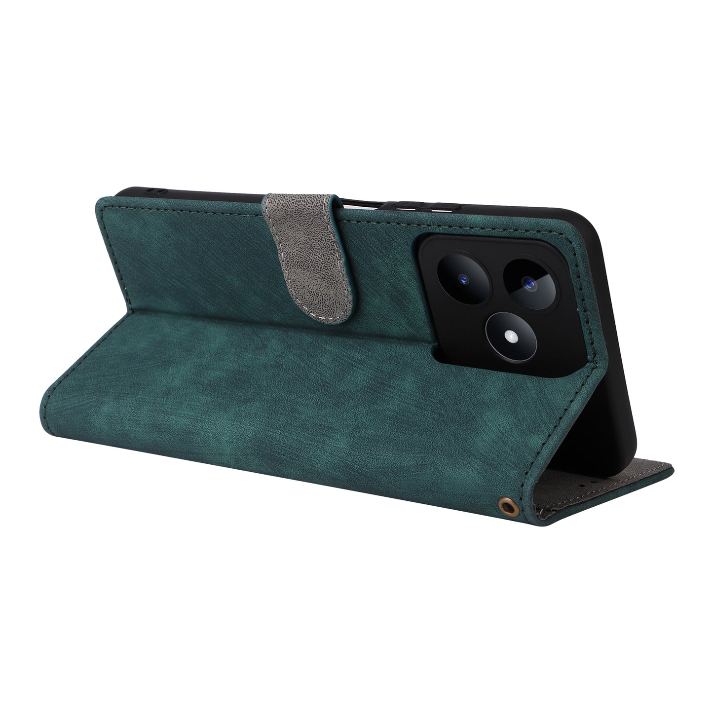 Uniqkart for Realme C53 4G / Narzo N53 4G RFID Blocking Wallet Phone Cover Anti-drop Leather Stand Case - Green