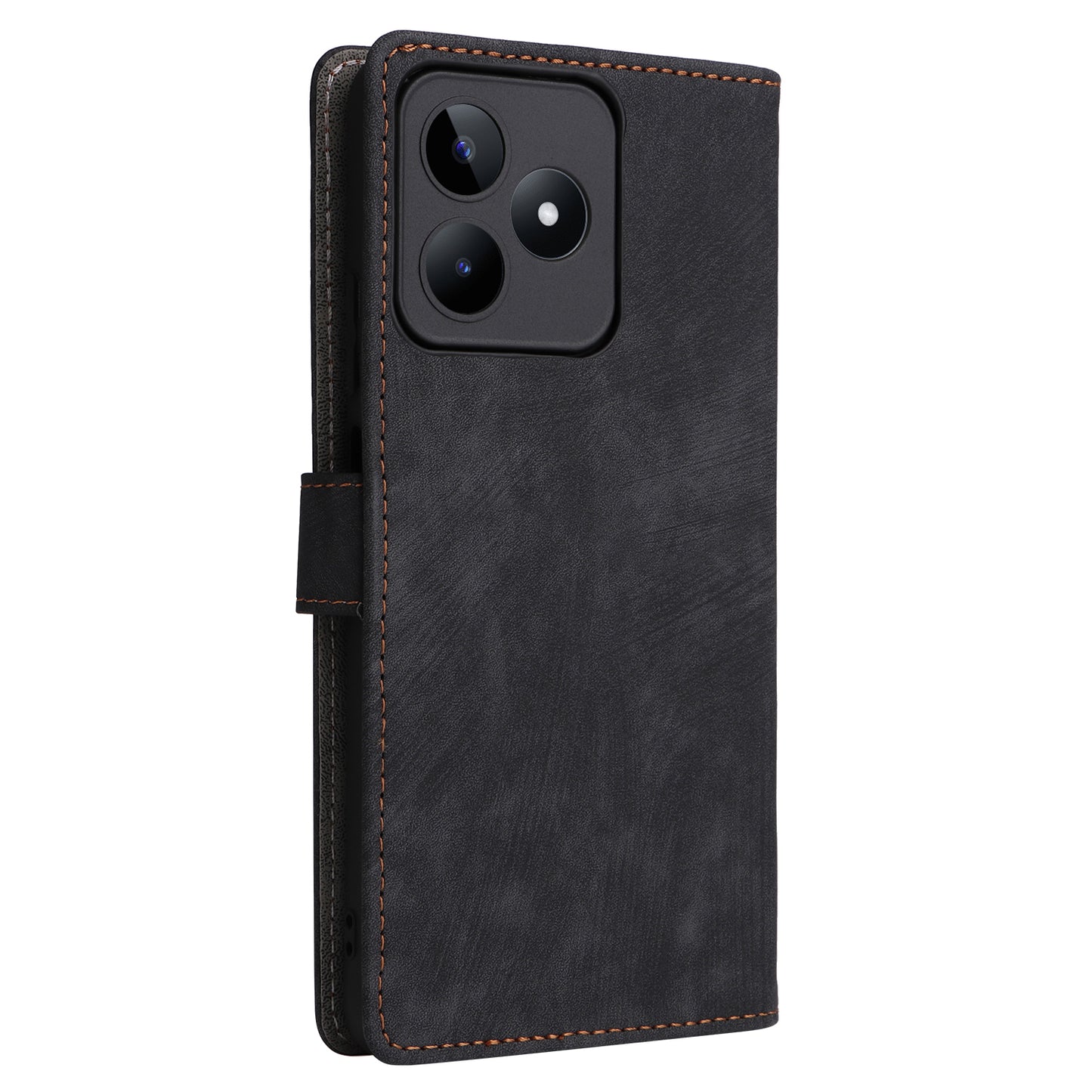 Uniqkart for Realme C53 4G / Narzo N53 4G RFID Blocking Wallet Phone Cover Anti-drop Leather Stand Case - Black