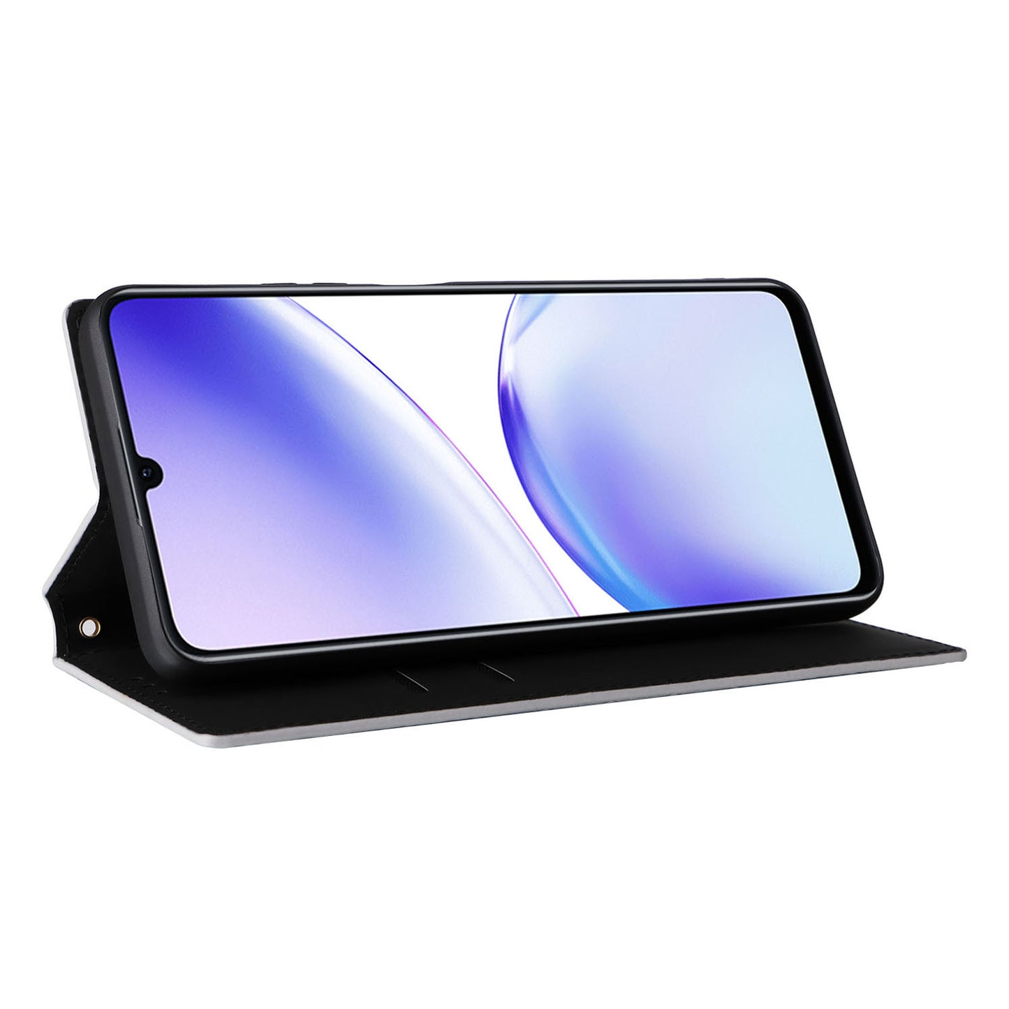 Uniqkart for Realme C53 4G / Narzo N53 4G Rhombus Imprinted Shell PU Leather Wallet Stand Phone Case - Silver