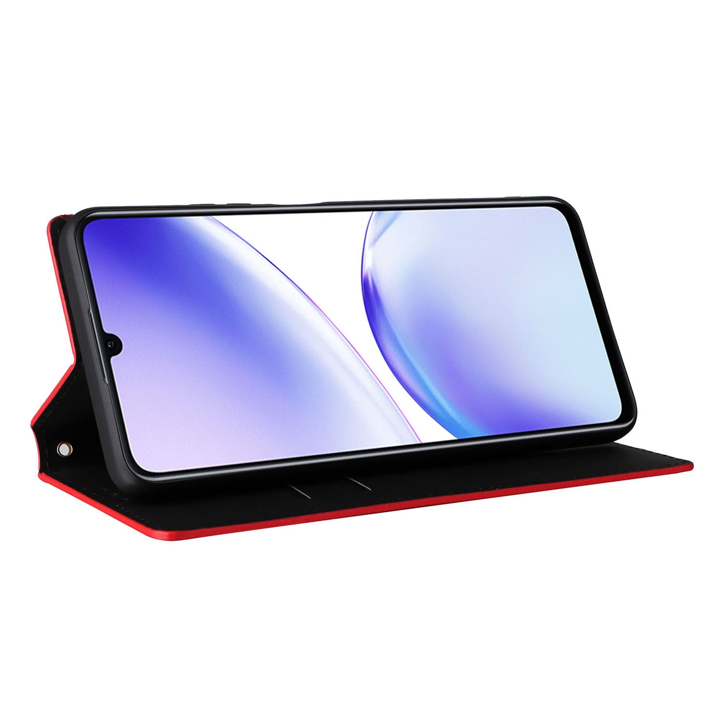 Uniqkart for Realme C53 4G / Narzo N53 4G Rhombus Imprinted Shell PU Leather Wallet Stand Phone Case - Red