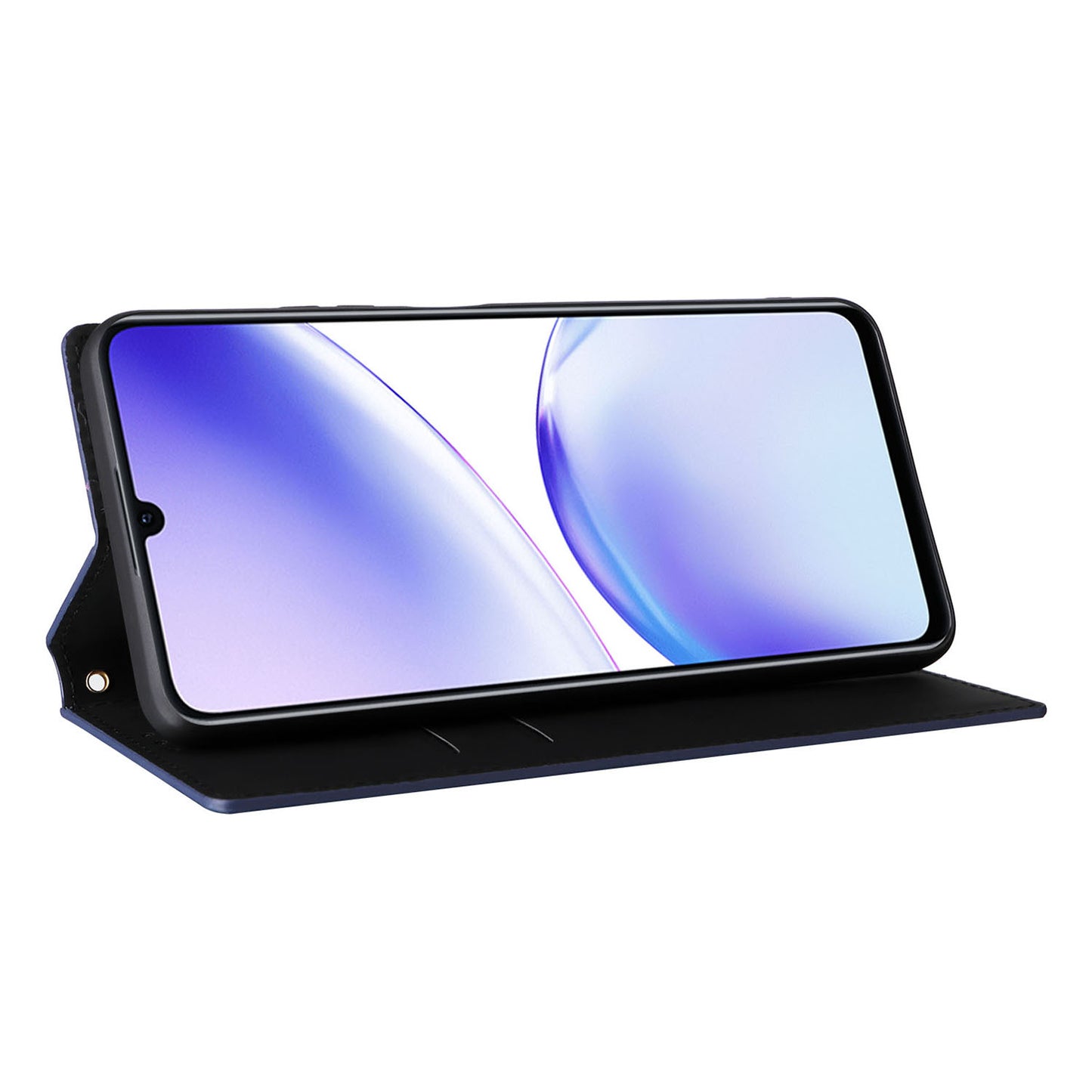 Uniqkart for Realme C53 4G / Narzo N53 4G Rhombus Imprinted Shell PU Leather Wallet Stand Phone Case - Blue
