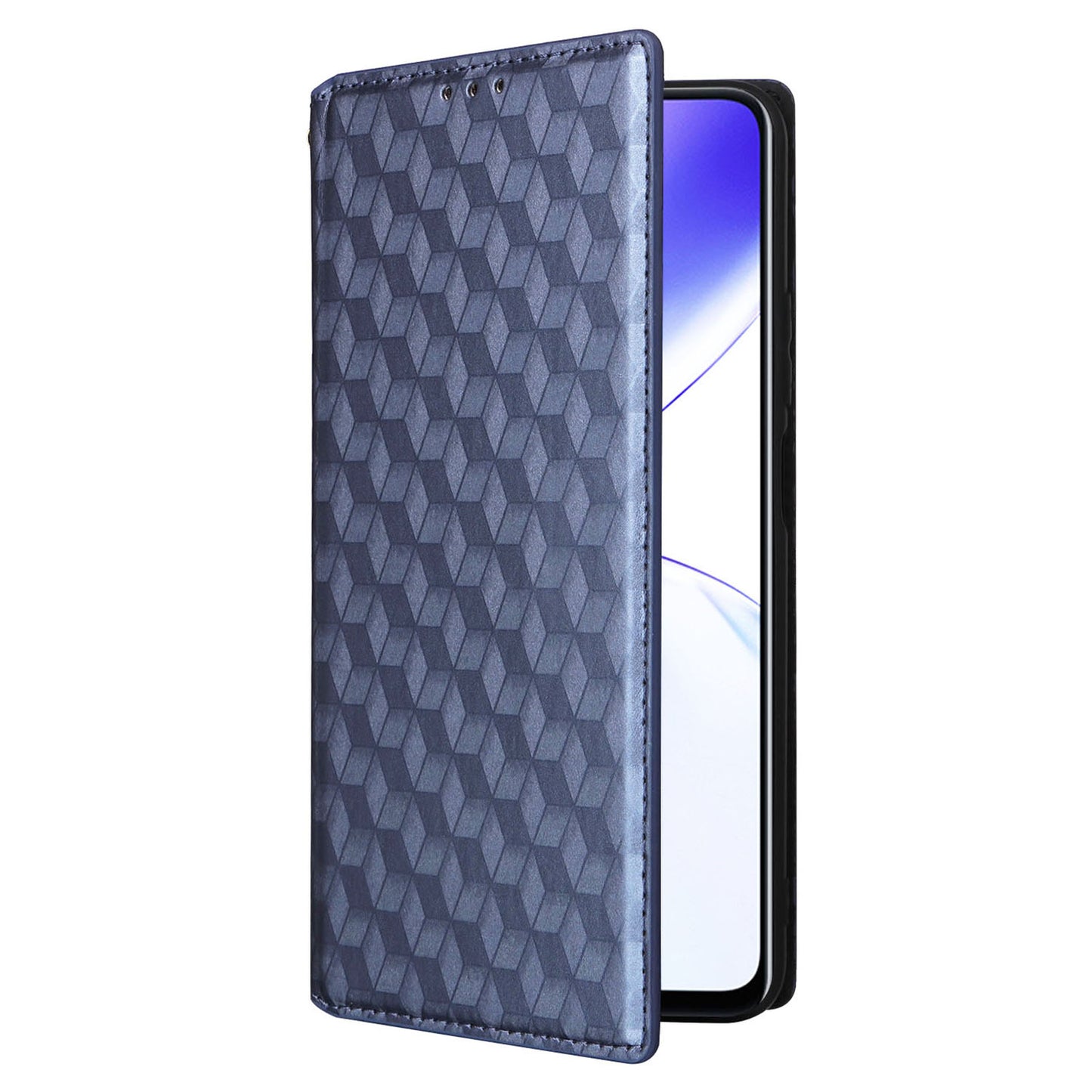 Uniqkart for Realme C53 4G / Narzo N53 4G Rhombus Imprinted Shell PU Leather Wallet Stand Phone Case - Blue