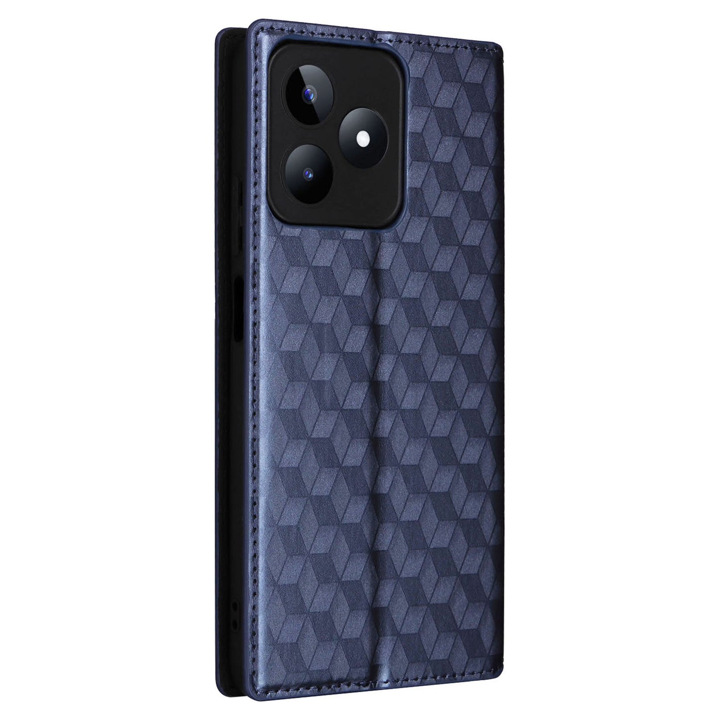 Uniqkart for Realme C53 4G / Narzo N53 4G Rhombus Imprinted Shell PU Leather Wallet Stand Phone Case - Blue