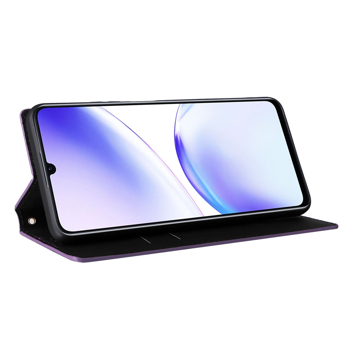 Uniqkart for Realme C53 4G / Narzo N53 4G Rhombus Imprinted Shell PU Leather Wallet Stand Phone Case - Purple