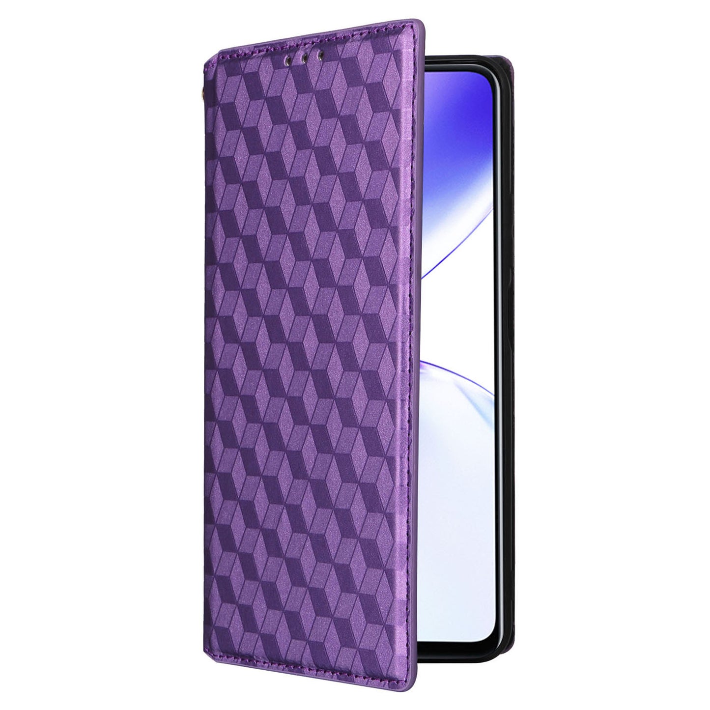 Uniqkart for Realme C53 4G / Narzo N53 4G Rhombus Imprinted Shell PU Leather Wallet Stand Phone Case - Purple