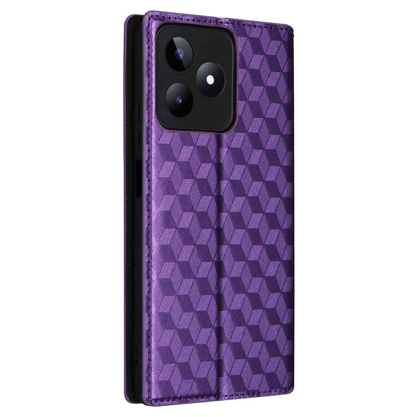 Uniqkart for Realme C53 4G / Narzo N53 4G Rhombus Imprinted Shell PU Leather Wallet Stand Phone Case - Purple