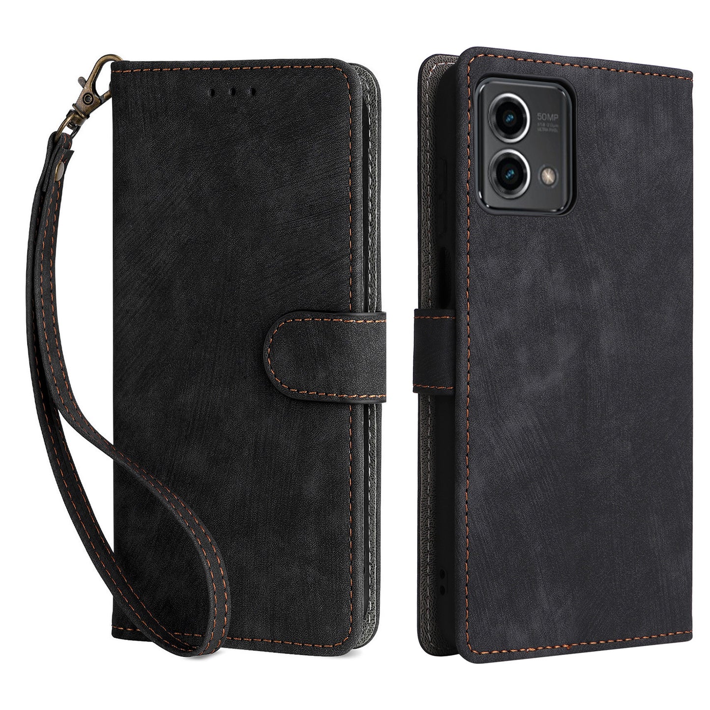 Uniqkart for Motorola Moto G Stylus (2023) Drop-proof Phone Cover RFID Blocking Wallet Stand Leather Case - Black
