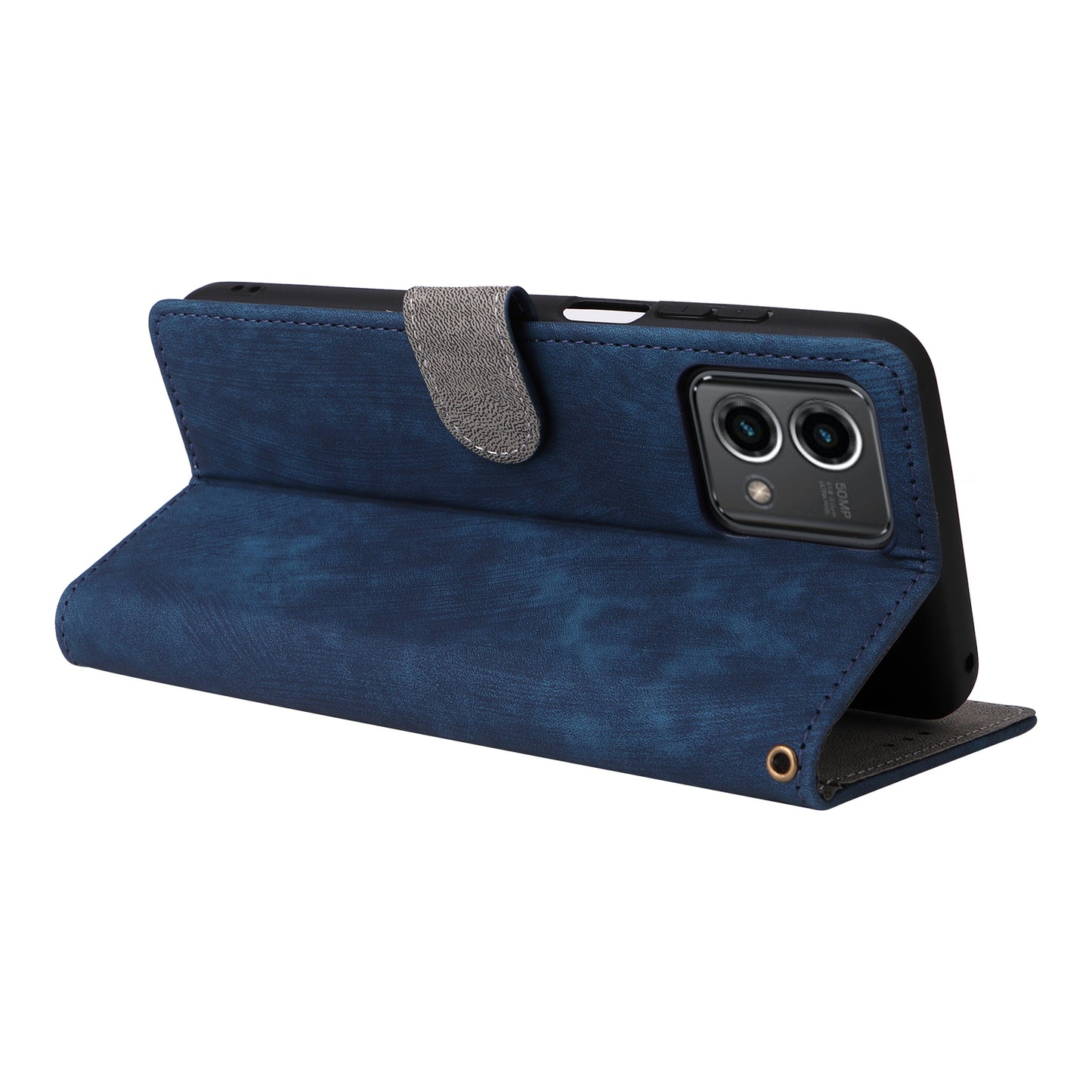 Uniqkart for Motorola Moto G Stylus (2023) Drop-proof Phone Cover RFID Blocking Wallet Stand Leather Case - Blue