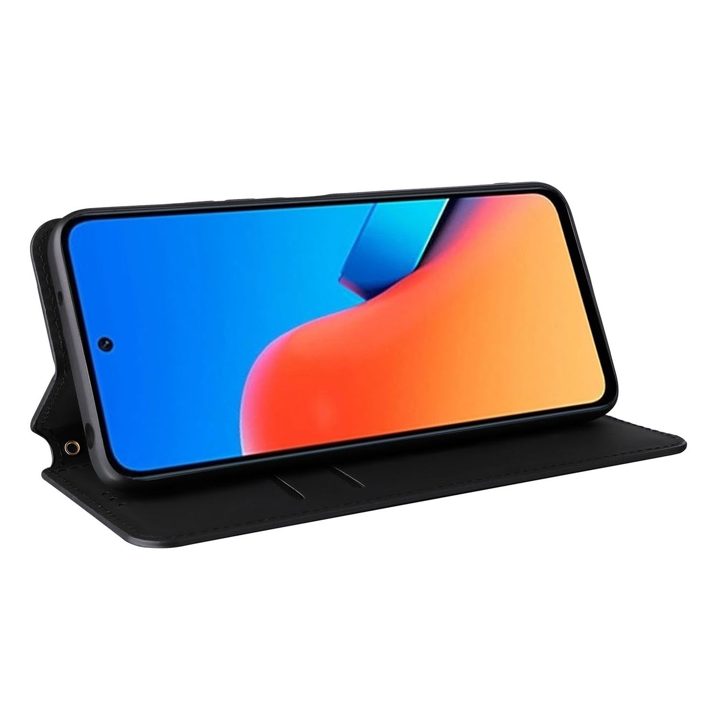 Flip Stand Phone Case for Xiaomi Redmi 12 4G Rhombus Imprinted PU Leather Wallet Cover - Black
