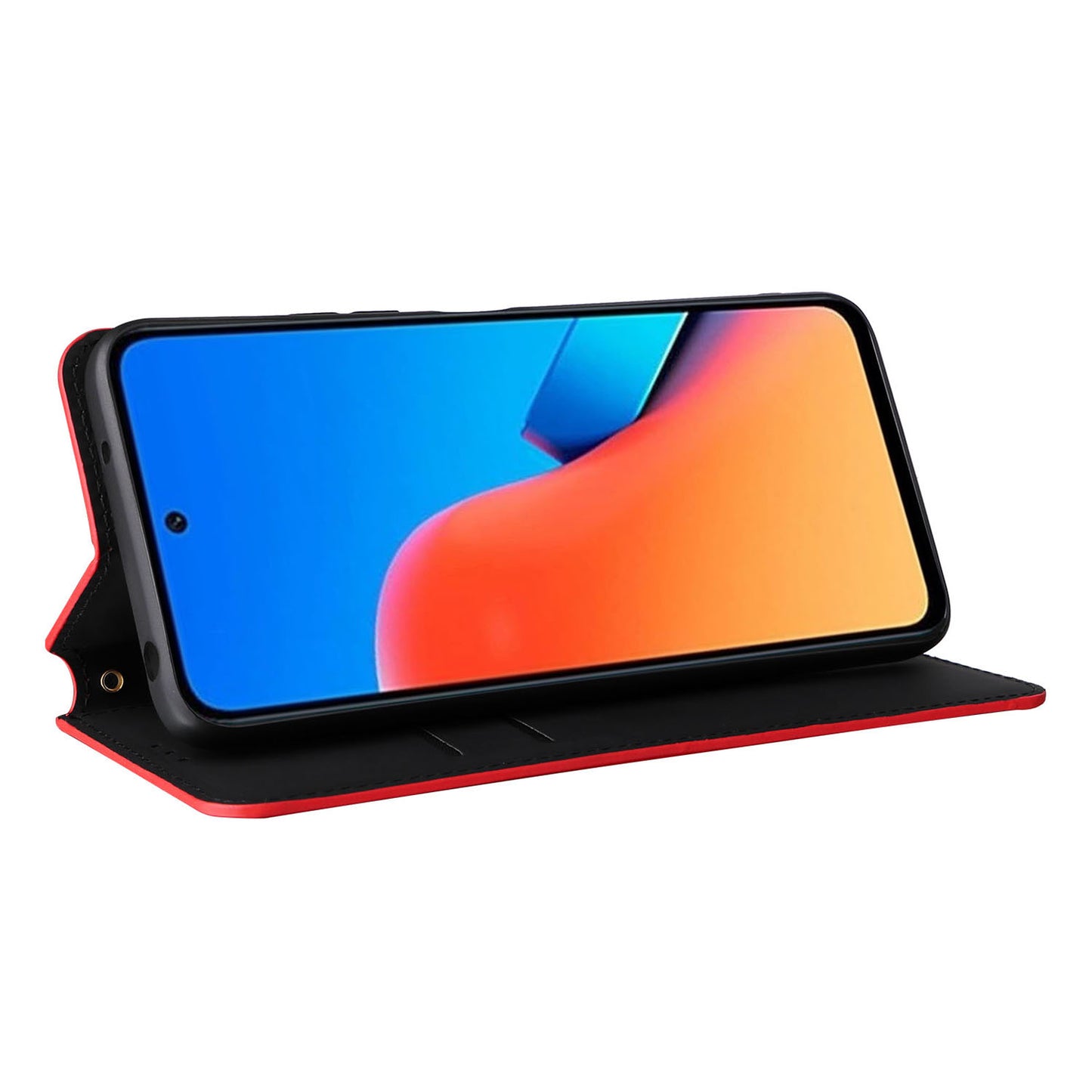 Flip Stand Phone Case for Xiaomi Redmi 12 4G Rhombus Imprinted PU Leather Wallet Cover - Red