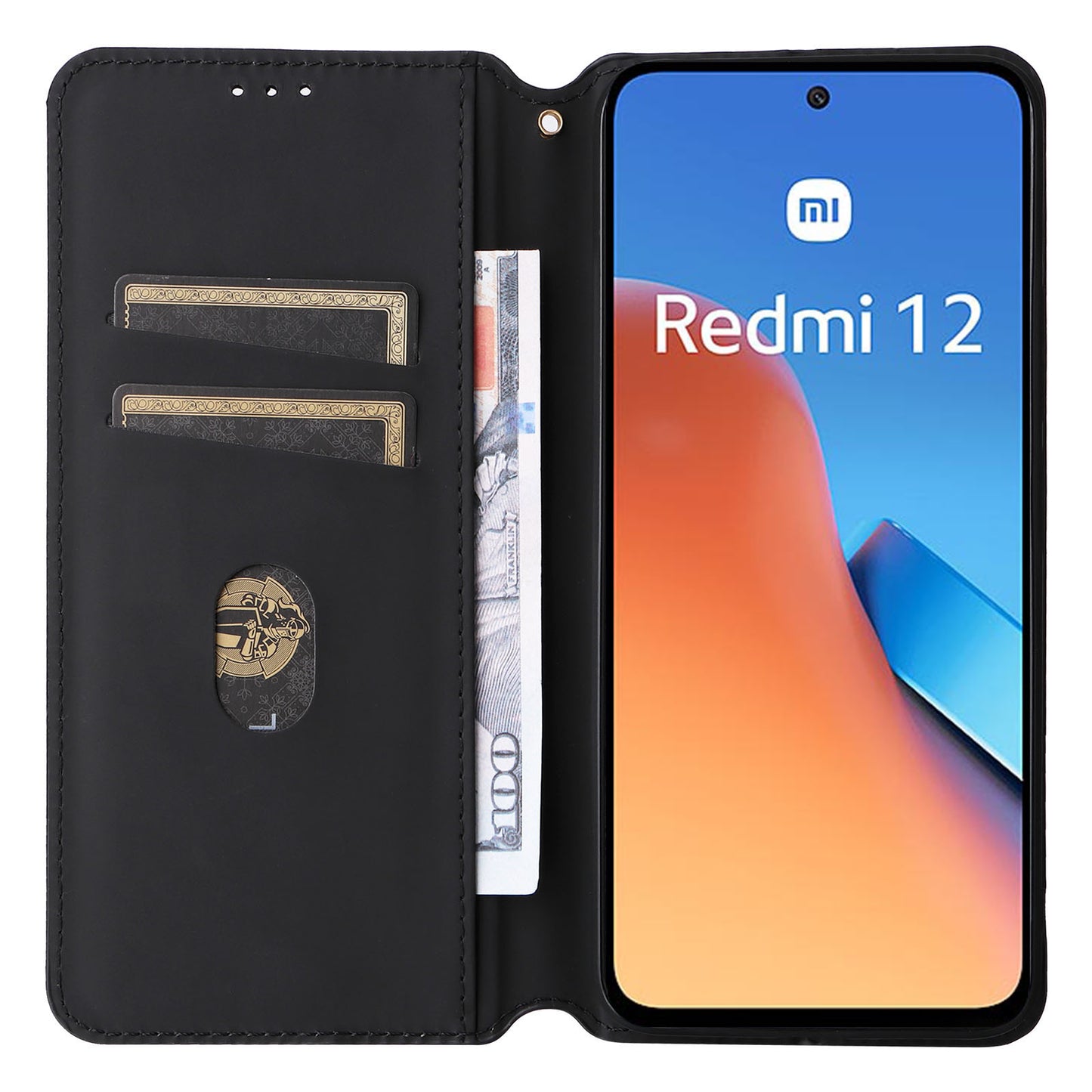Flip Stand Phone Case for Xiaomi Redmi 12 4G Rhombus Imprinted PU Leather Wallet Cover - Blue